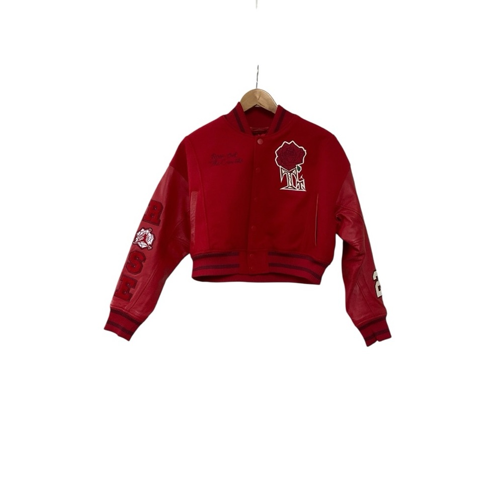 NWT $750 Nike Air Jordan Teyana Taylor Cropped Varsity Jacket Womens Red XS